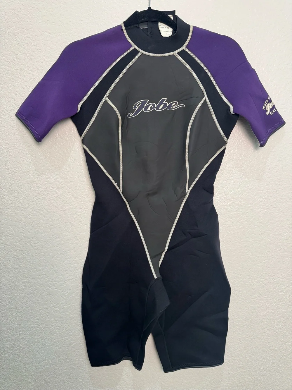Jobe Womens Wetsuit Size 9-10 Shorty Purple Black Neoprene Back Zip Surf Dive